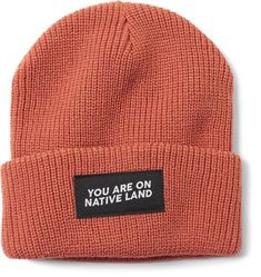 Urban Native Era You Are On Native Land Winter Ribbed Beanie | REI Co-op You Are On Native Land, Cozy Gloves, Beanie Design, Skater Look, Fleece Dog Coat, Merch Ideas, Thermal Pants, Embroidered Beanie, Winter Hats For Men