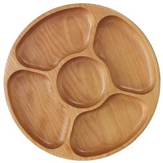 an empty wooden plate with four compartments