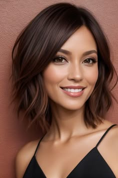 short hairstyle women Haircuts For Women With Thick Wavy Hair, Short Hairstyle Women Dark Brown, Short Dark Hairstyle Women, Raquel Leviss Hair Short, Women’s Bob Haircut, Mom Cut Fine Hair, Rambut Brunette