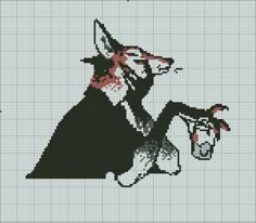 a cross - stitch pattern of a cat holding a dog