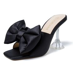 PRICES MAY VARY. 【Women's Bow High Heel Sandals】: Fashionable satin bow high heel sandals, with triangle cup heel and open back design, rubber sole, and high-quality vegan material. 【Women's Open Toe Mid-Heel Sandals】: Summer formal shoes with sturdy outsole and cushioned insole to ensure comfort while walking and standing all day. 【Women's Elegant Slip-On Sandals】: lack/Nude/Red/Pink/Blue/Hot Pink/Green，Wedding mule sandals with the perfect mid-heel length to elongate your legs and provide stab Homecoming Heels, Wedding Sandals For Bride, Unique High Heels, Black Heels With Bow, Clear Mules, Wedding Party Shoes, Bow High Heels, Cute High Heels, Unique Heels