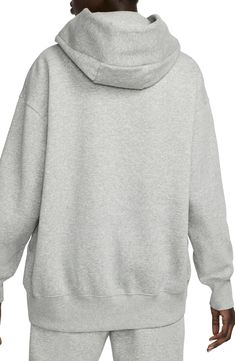 Exaggerated features like an oversized kangaroo pocket and extra tall ribbing add to the roomy feel of this sporty hoodie with a cozy brushed fleece interior. Drawstring hood 80% cotton, 20% polyester Machine wash, dry flat Imported Gray Cozy Hoodie With Drawstring, Cozy Gray Hoodie With Drawstring, Heather Grey Hoodie With Kangaroo Pocket, Heather Grey Hoodie With Kangaroo Pocket In Relaxed Fit, Heather Grey Hooded Hoodie With Pockets, Heather Grey Relaxed Fit Hoodie With Kangaroo Pocket, Comfy Gray Hoodie With Drawstring Hood, Fall Hoodie In Athletic Heather With Kangaroo Pocket, Athletic Heather Hoodie With Drawstring For Loungewear