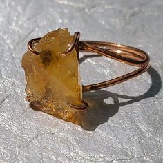 Citrine Adjustable Copper Ring -Healing Rough Citrine- Rare Stone New Ring Healing Properties Of Cooper: Anti-Oxidant Protecting The Body From The Harmful Effect Of Free -Radicals And Toxins Help To Stabilize Collagen Cooper Kills More Than 99.9% Of Bacteria Within Just 2 Hours Of Contact Cooper Is A Component Of Melatonin Helps In The Production Of New Skin Cells Reducing Inflammation Cooper Emanates Life Energy Through The Body Cooper Jewelry, Hands Jewelry, Crystal Engagement Rings, Reducing Inflammation, Life Energy, Healing Hands, Natural Gemstone Ring, Rare Stone, Copper Ring