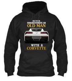 an old man with a corvette hoodie