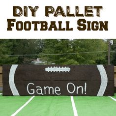 a football sign with the words game on