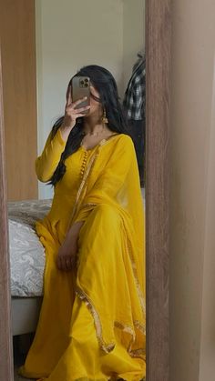 Mehndi, mehndi look, mehndi outfit, yellow, yellow dress, yellow pakistani suit, anarkali, yellow anarkali, pakistani suit, pakistani fashion, flowers,jewellery, south asian, south asian jewellery, indian fashion, outfit inspo, gajre, gajrey, mehndi outfit inspo Yellow Suits Women Indian, Yellow Ethnic Wear, Yellow Traditional Outfits, Yellow Churidar, Yellow Suit Aesthetic, Yellow Dress With Dupatta For Diwali, Yellow Suit Indian, Yellow Pakistani Suits, Yellow Aesthetic Dress Indian