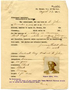 an old document with a man's face and name written on the front page