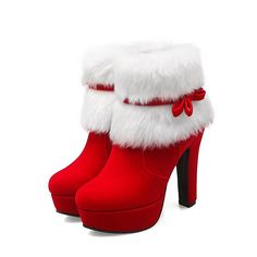 Gender:Women's; What's in the box:Shoes; Types:Boots; Holiday:Christmas Eve,Christmas; Style:Vintage; Material:PU Leather / Polyurethane Leather; Listing Date:11/07/2023; Production mode:External procurement Red Black Shoes, Red And Black Shoes, Christmas Boots, Boots High Heels, Ankle Heels, Girly Shoes, Boots Women Fashion, Platform High Heels, Boots High