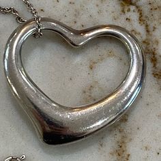 Pendant Is 1 Inch By 1.25 And Chain Is 31 Inches. The Inscription Is A Bit Worn Out And It Could Use A Bit Of A Polish Up. Open Heart Necklace, Elsa Peretti, Open Heart, Tiffany & Co., Heart Necklace, Womens Jewelry Necklace, Jewelry Necklaces, Women Jewelry, Chain