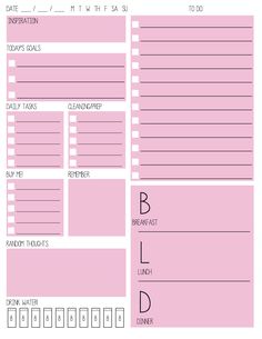 a pink printable planner with the words, daily and daily tasks on each page