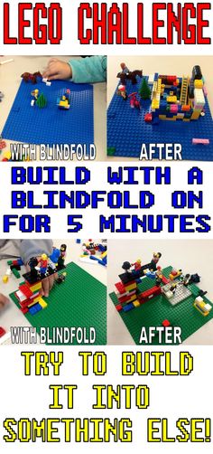 the instructions for how to build a lego challenge with building blocks and other things in it