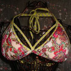 New Without Tags Victorias Secret Strappy Front And Double String Tie In Back Paisley Floral Bikini Top Swimwear Size L ~ Removable Padding Top Only Custom Gold Jewelry, Fits Clothes, Victoria Secret Swim, Cute Swimsuits, Victoria's Secret, String Bikinis, Swimwear Tops, Womens Swim, Bathing Suits