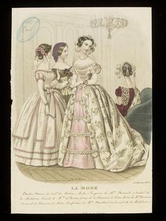 Fashion plate | Heloïse Leloir | V&A Search the Collections 1850s Dresses, 1850 Fashion, Victorian Sewing, Western Womens Fashion, 15 February, 1860 Fashion, Ancient Dress