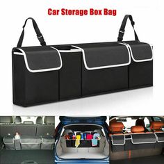 car storage box bag with multiple compartments for back seat and rear seats in various colors