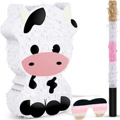 PRICES MAY VARY. A Full Set of Pinata: the package includes 1 cow pinata, 1 blindfolds and 1 pinata stick, a reasonable combination can effectively meet your gaming needs, no need to buy other products separately Providing More Fun: your guests can put on blinders, then take turns to break out the cute pinata, which not only adds more charm to your party, but also creates lots of fun for your guests Easy to Fill: the large pinata measures approximately 40 x 28 x 7.5 cm/ 15.75 x 11 x 2.95 inches, Panda Pinata, Farm Birthday Party Favors, Outdoor Party Games For Kids, 1 Pinata, Barnyard Decor, Cow Print Birthday, Barnyard Theme, Cow Products, Pinata Stick