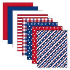 four patriotic placemats in red, white and blue