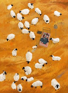 an image of sheep in the middle of a field with words on it that read jungle illustration awards 2017