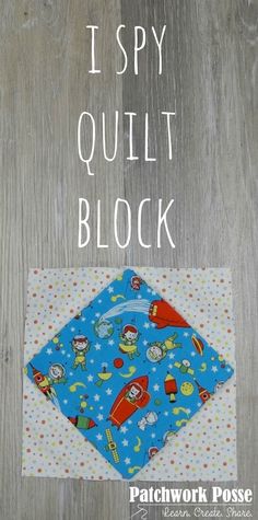 a quilt block with the words i spy quilt block on it