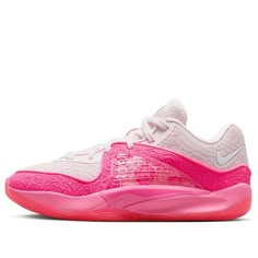 the nike zoom basketball shoe in pink and white is on sale for $ 599