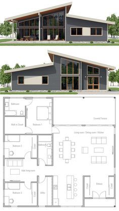 two floor plans for a modern house