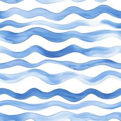 blue watercolor waves on white background