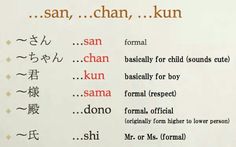 San, Chan, Kun Learn Japanese Words, Japanese Quotes, Japanese Language Learning, Japanese Phrases