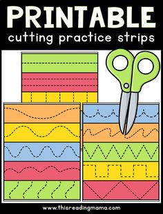 printable cutting practice strips with scissors