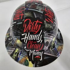 a hat with the words dirty hand and money on it