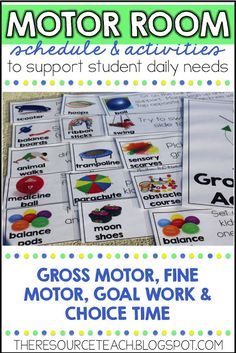 an activity for motor room activities to support students in their learning skills and practice with the word