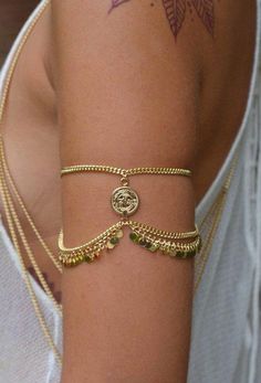 Gold Arm Cuff, قلادات متدلية, Arm Jewelry, Cuff Jewelry, Summer Boho, Arm Cuff, Body Chain Jewelry