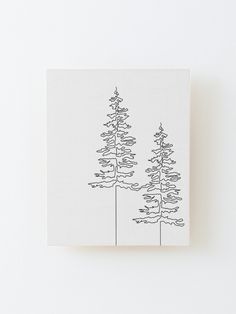 a drawing of three trees on a white background