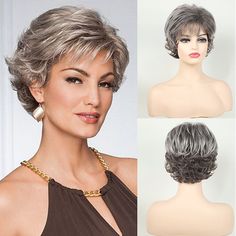 Category:Synthetic Wig; Gender:Women's; Wig Type:Natural Wigs; Occasion:Party / Evening,Vacation,Daily,Party  Evening,Birthday,Christmas Gifts; Age Group:Adults; Color Shade:Gray; Hair Material:Synthetic Hair; Cap Construction:Machine Made; Texture:Curly; Length:Short; Features:Adjustable,Fashionable Design,Soft,Natural,Comfortable; Heat Resistant:Yes; Listing Date:09/18/2024; Hairstyle:Asymmetrical; Can Be Permed:No Curly Pixie, Natural Wigs, Curly Hair Women, Pixie Cut Wig, Natural Gray Hair, Short Pixie Cut, Wigs Online, Short Pixie, Short Curly