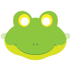 a green frog face with yellow eyes