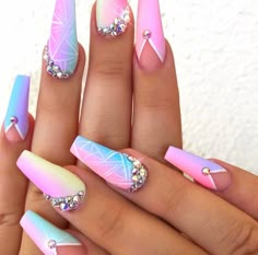 Bright Acrylic Nails, Bright Summer Acrylic Nails, Unghie Sfumate, Sky Nails, Acrylic Pink, Cute Acrylic Nail Designs, Summer Acrylic Nails, Pink Acrylic Nails, Beautiful Nail Designs