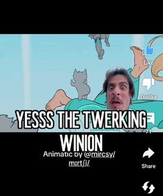 an animated image of a man in bed with the caption'yes, the twerking winn '