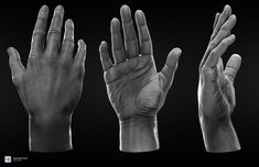 three different views of hands with their fingers extended