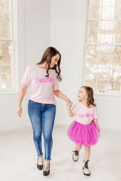 Hi there! Thank you for reaching out. We have some great mom-and-daughter best friend shirts available in our store! Our Besties t-shirt features a trendy design that celebrates the special bond between mothers and daughters. The pink t-shirts make the perfect girly look. Tutu is available for an additional cost in our shop! THIS LISTING DOES NOT INCLUDE AN ORCHID PINK TUTU. TO PURCHASE ORCHID TUTU, CLICK THE LINK BELOW! Tshirt sizing: Adult Unisex Tshirt: XS-2XL Youth Unisex Tshirt: S (6/7) M ( Pink Besties, Mom And Daughter Shirts, Pink T Shirts, Friend Shirts, Daughter Shirts, Daughters Shirt, Best Friend Shirts, Mom And Daughter, Pink Tutu