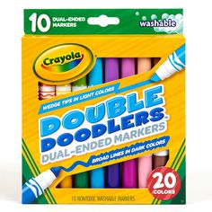 crayons double - ended washable markers in assorted colors, 20 count