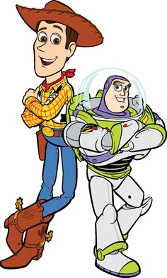 woody and buzz lightyear from toy story book, with the character in the background