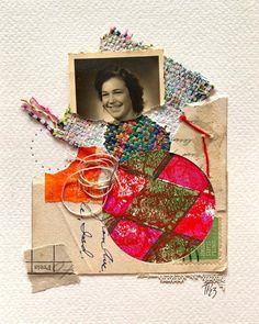 an altered collage shows a woman's face and other things on the paper