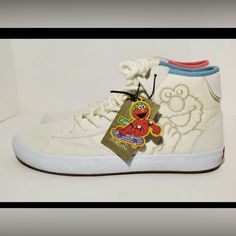 New Vans X Sesame Street The Lizzie White/Multi Sneakers Limited-Edition 2023 New No Box Vans Limited Edition, Vans Sk8 High, Floral Vans, Leopard Print Sneakers, Red Vans, 2023 Color, New Vans, Funky Shoes, Black Vans