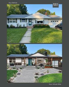 before and after photos of a house in the suburbs