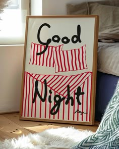 a sign that says good night on it