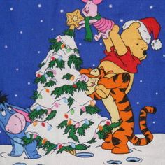 winnie the pooh and tigger decorating a christmas tree