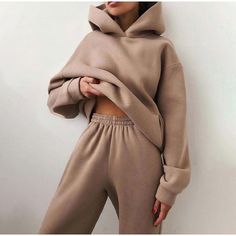 Casual Solid Long Sleeve Hooded Sport Suits Women's Tracksuit, Long Pants Fashion, Celana Fashion, Chique Outfit, Hoodie Set, Sports Hoodies, Tracksuit Set, Hoodie Outfit, Trouser Style