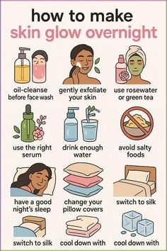 How To Have A Good Skin Care Routine, Skin Care Night Routine Tips, How To Do A Skin Care Routine, Glowy Skin Tips, How To Do Skin Care, How To Get Glowing Skin Overnight, How To Do Proper Skin Care, Night Routine List Skincare, How To Do Your Skin Care Routine