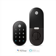 an electronic door lock and keypad are shown in this graphic illustration, which shows the same device as it appears to be on display