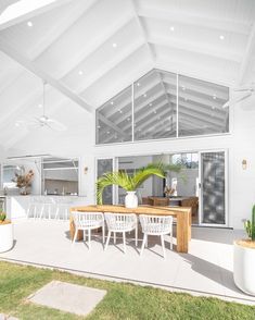 Hamali Block Dining Table-Uniqwa  Collections-Magnolia Lane Timber Dining Table, White Dining Chairs, Chair White, Patio Interior, Outdoor Dining Area, House Goals, Home Reno, Pool House, House Inspo