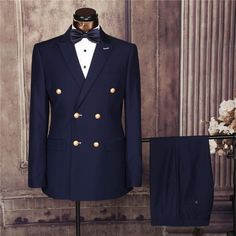 Navy Blue Prom Suits, Blue Black Suit, Blue Prom Suit, Men Business Formal, Gentleman Suit, Suits For Wedding, Double Breasted Tuxedo, Blue Suit Men