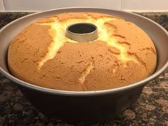 a bundt cake in a pan on a counter